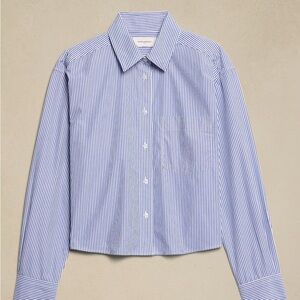 Banana Republic Blue and White Striped Button Down Shirt